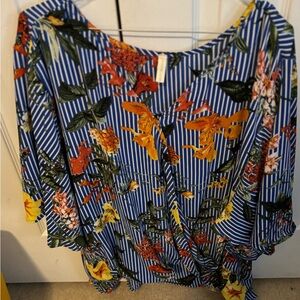 Floral Striped Women's Top